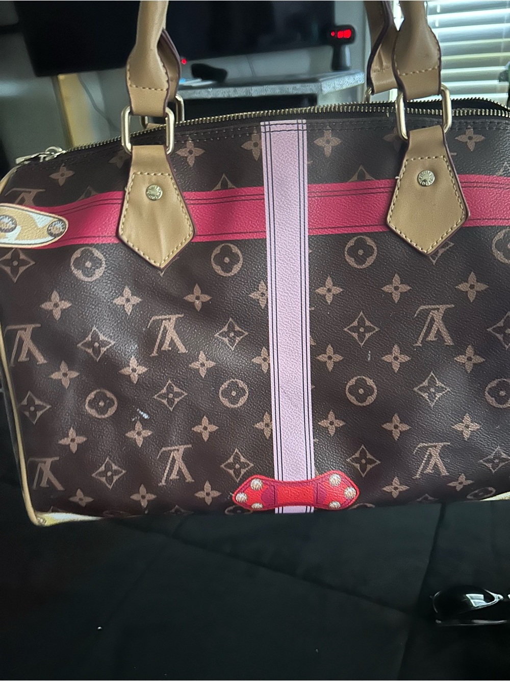 NOT-Louis Vuitton Brown Monogram Satchel with Pink Accents - Picture 2 of 10